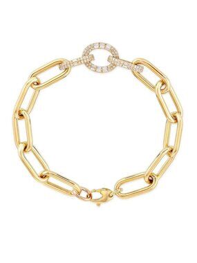 Gleaming Diamond 14K (or 18k upon request) Yellow Gold Link Loop Bracelet